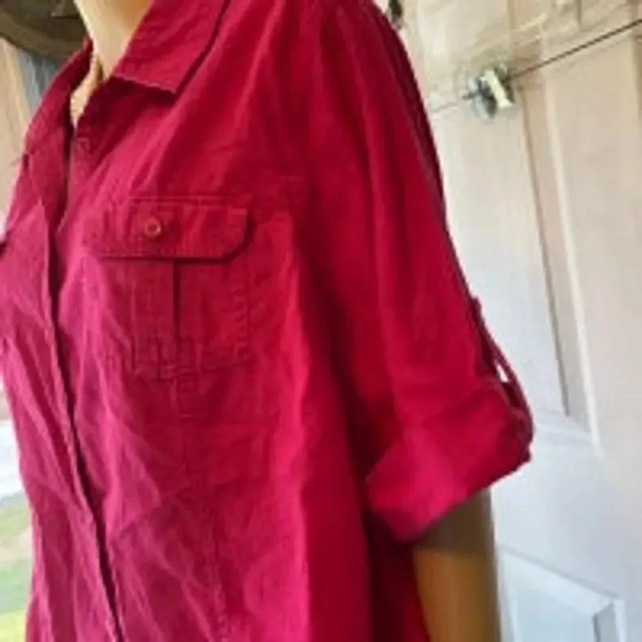 Jms Just my size Cotton Buttons Up Pink Shirt Women plus size 3X Pockets - Picture 6 of 6